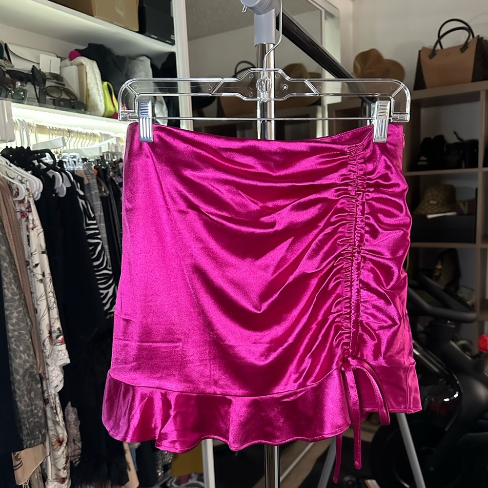 Hot pink mini skirt